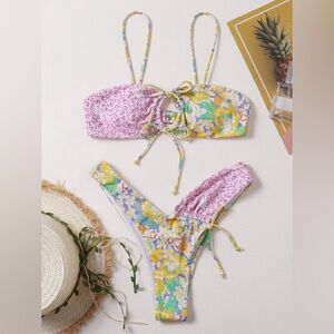 SHEIN Floral Bikini - Purple and Yellow